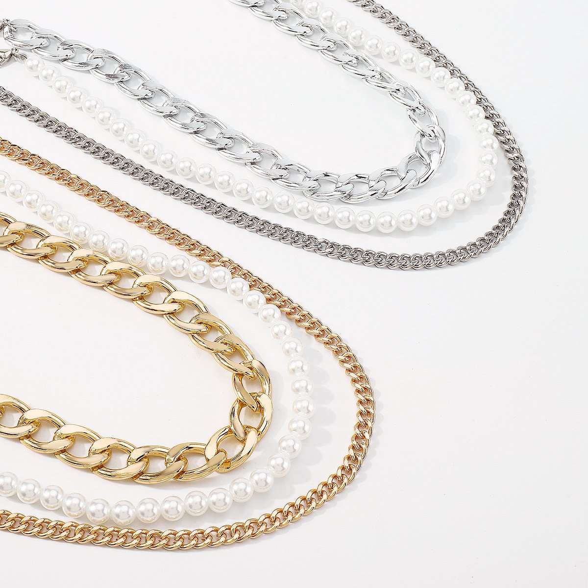 N148 Multilayer Necklace Retro Simple Personality Necklace Imitation Pearl Sweet Cool Popular Necklace