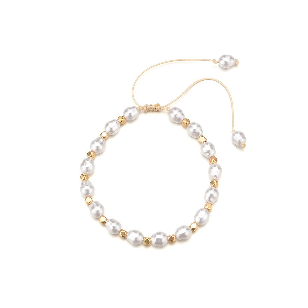 Ins Shaped Imitation Pearl Bracelet Retro Handwoven Bracelet Ladies Jewelry