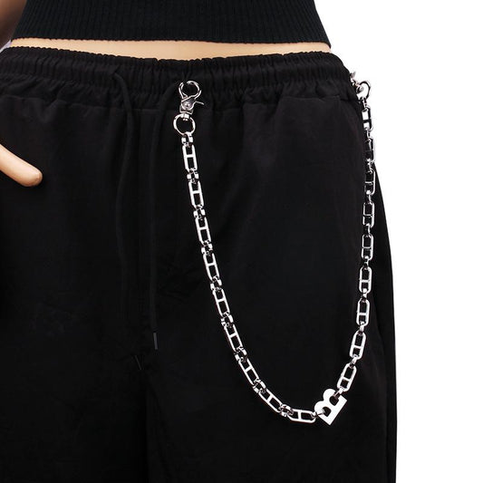 ins letter B chain personality fashion metal waist chain body chain skirt girdle clothing accessories