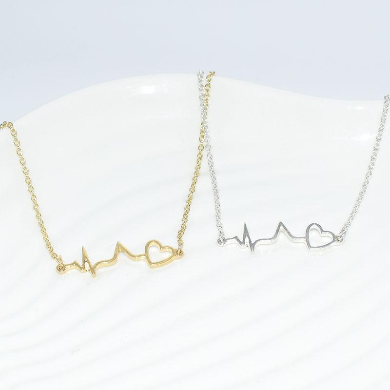 18 Years Jewelry Love Heart Beat ECG Necklace Pendant Female Clavicle Chain Valentine's Day Gift