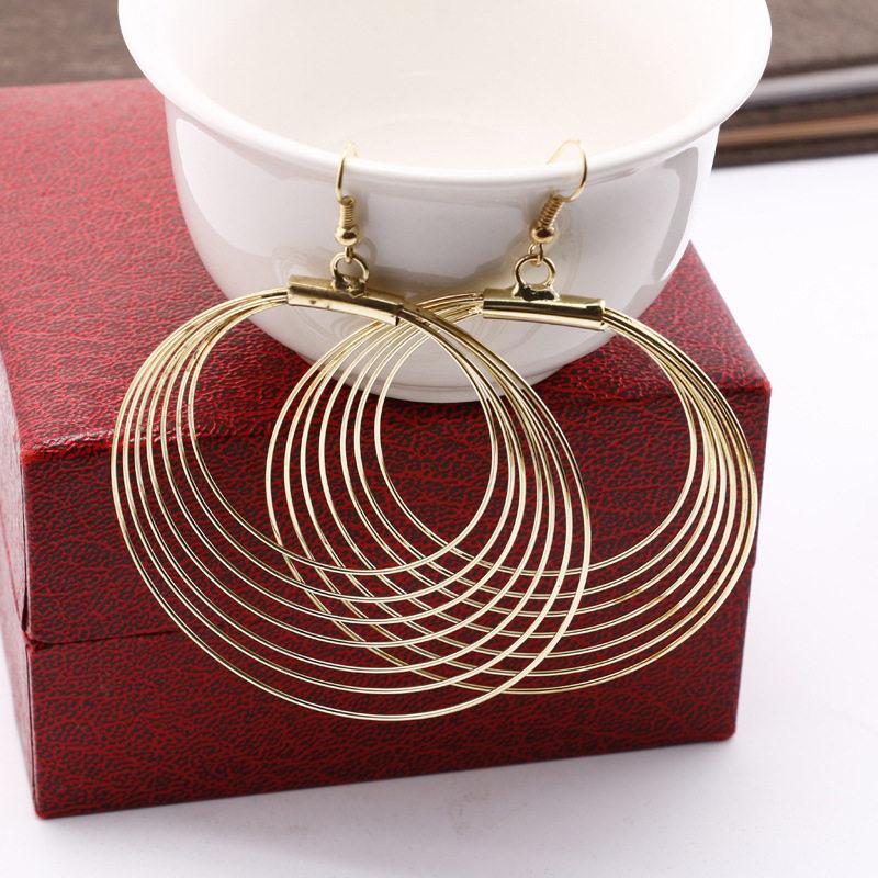 Jewelry exaggerated fashion metal ring buckle multi-layer hoop earrings night trend earrings