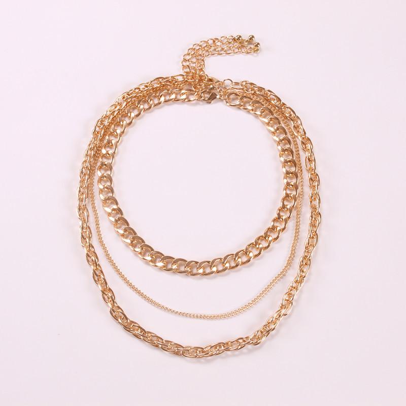 Jewelry hip-hop multi-layer necklace exaggerated generous metal thick chain multi-layer necklace set chain