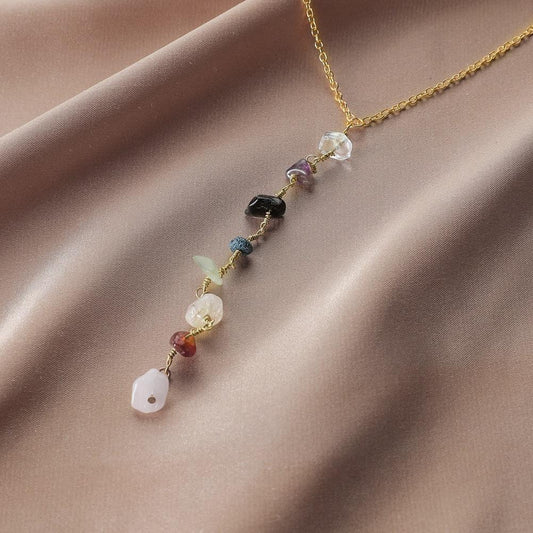 Fashion creative color irregular rough stone necklace personality temperament elegant design sense clavicle chain female