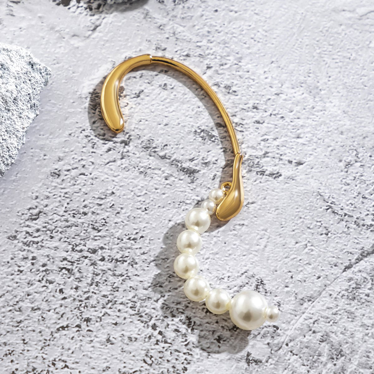 Jewelry Imitation Pearl Tassel Contour Ear Hanging No Ear Piercing Simple Geometric Versatile Niche Ear Clip Women