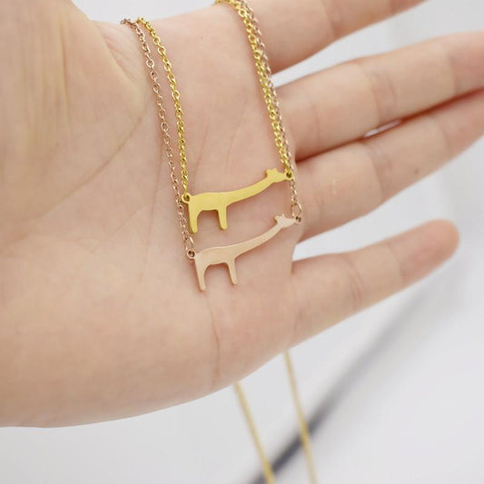 Personality Creative Simple Titanium Steel Giraffe Necklace Clavicle Chain Female Cute Animal Jewelry