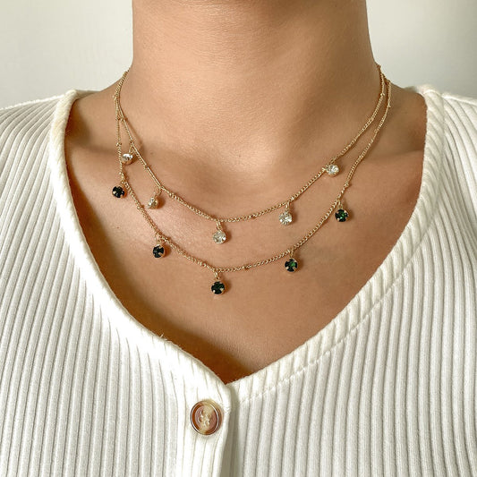 Jewelry Fashion Sweet Cool Diamond Pendant Necklace Retro Simple Metal Chain Clavicle Necklace