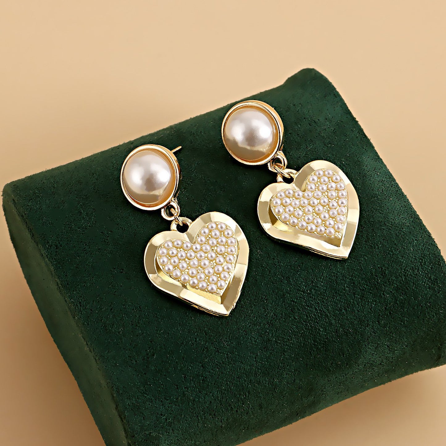 Jewelry beautiful imitation pearl love pendant earrings female hot girl ins trend earrings