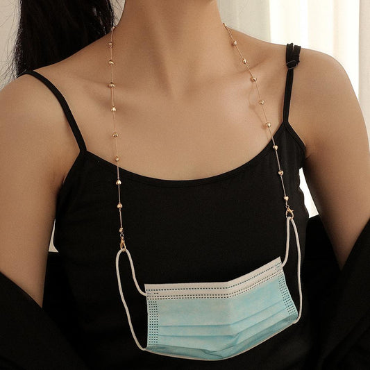 Simple golden heart-shaped mask chain fashion personality peach heart chain glasses chain multi-purpose necklace