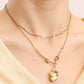 Jewelry trend double-layer imitation pearl geometric shaped pendant necklace female niche design sense