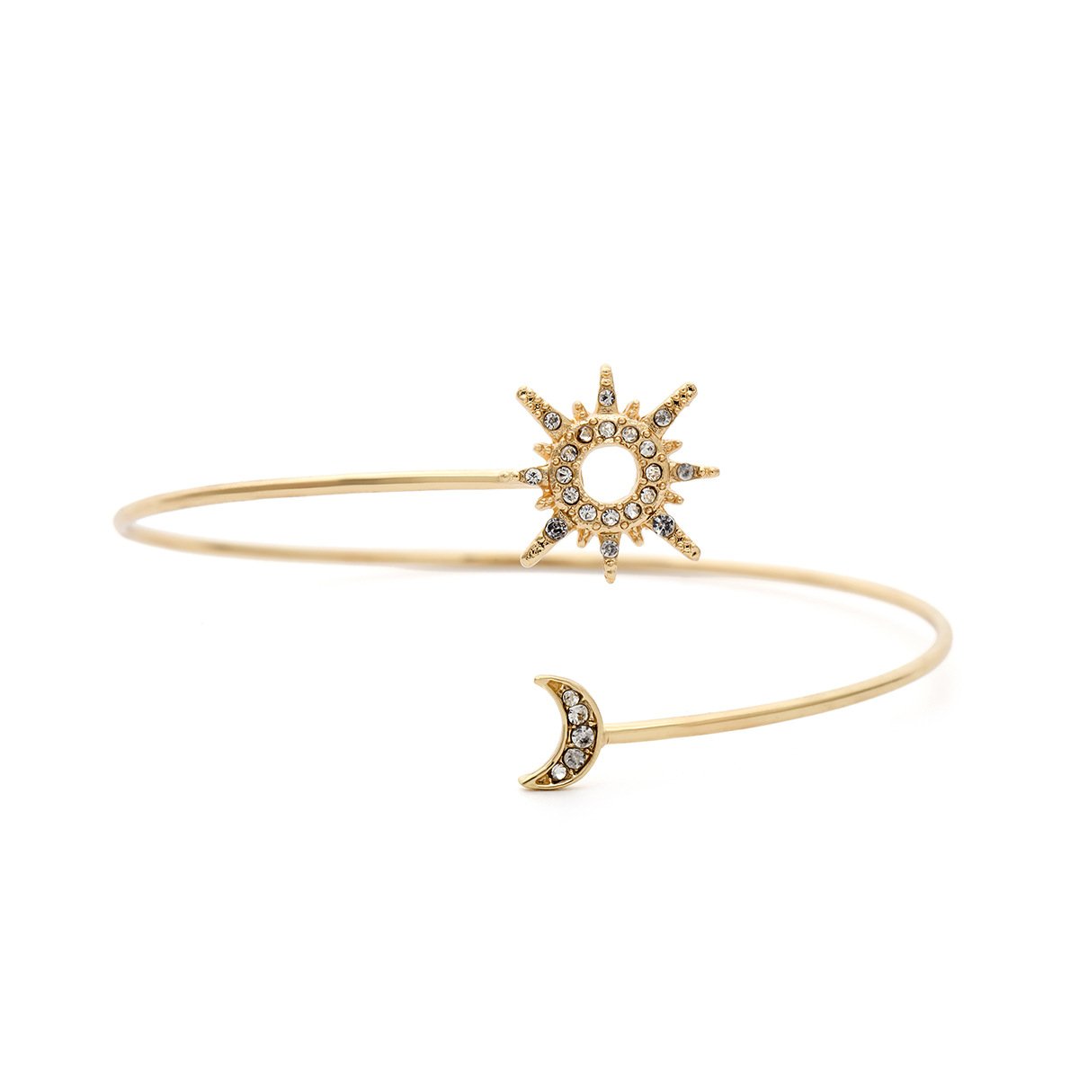 Jewelry Geometric Zircon Adjustable Bracelet Female Simple Micro-set Sun Moon Arm Bracelet