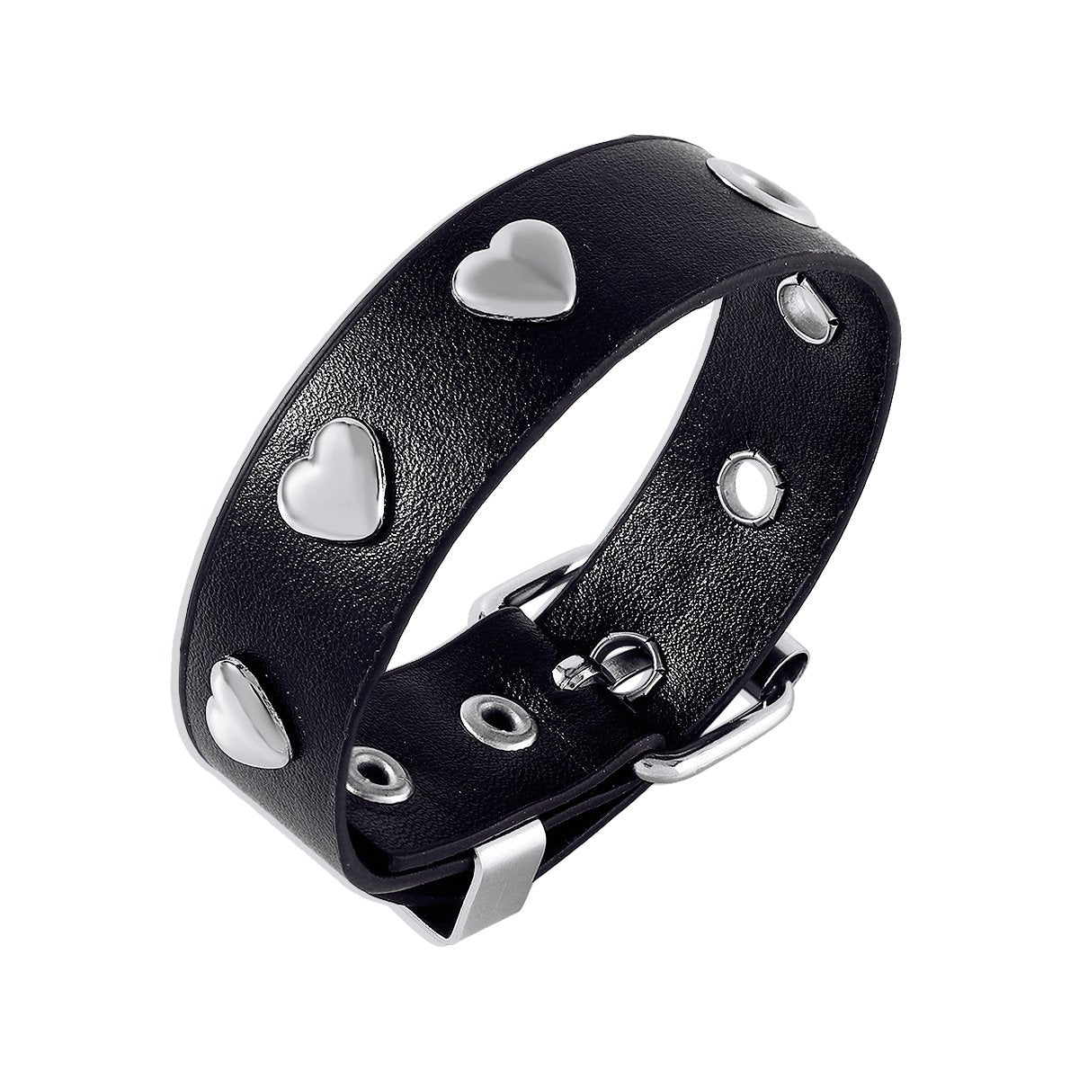 B1985 Jewelry Niche Punk Hip Hop Leather Bracelet Skull Butterfly Heart Rhinestone Bracelet