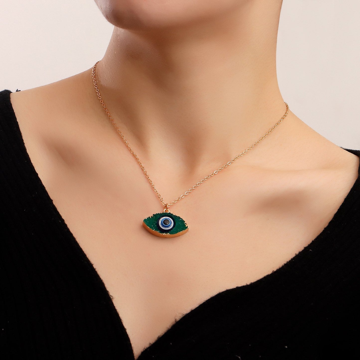 Accessories trend hip-hop devil's eye necklace ins metal niche design simple necklace female