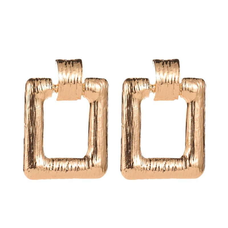 Earrings Simple Metal Brushed Earrings Stud Earrings Fashion Square Retro Earrings