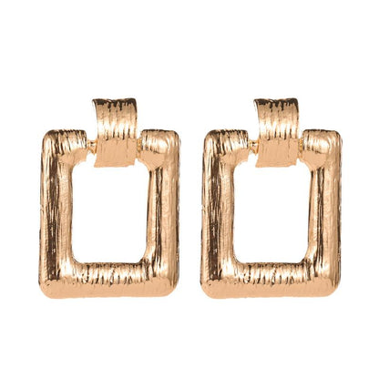 Earrings Simple Metal Brushed Earrings Stud Earrings Fashion Square Retro Earrings