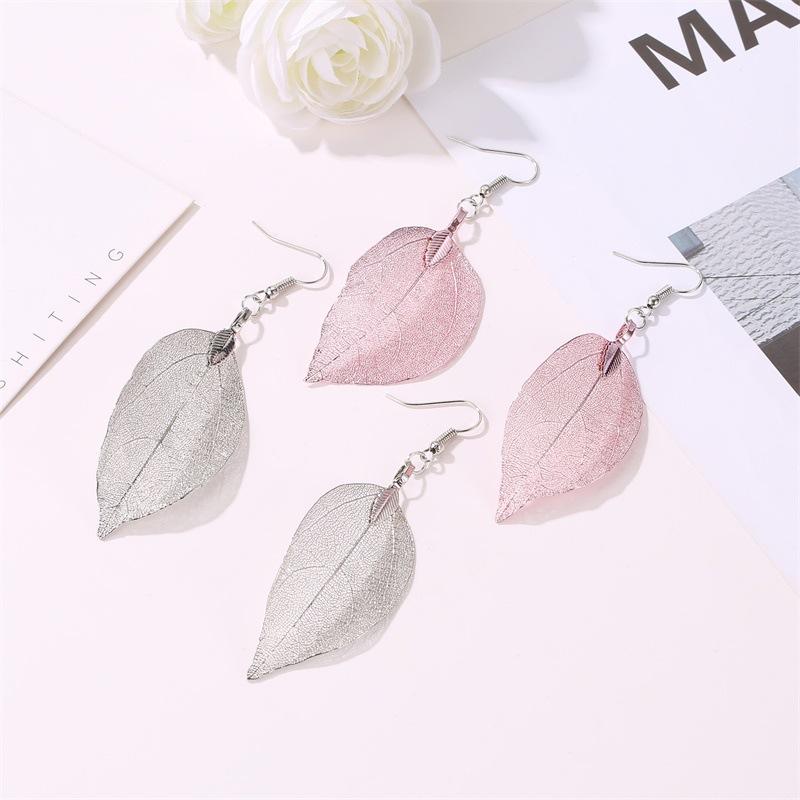 Popular retro earrings fashion temperament long hollow leaf earrings earrings