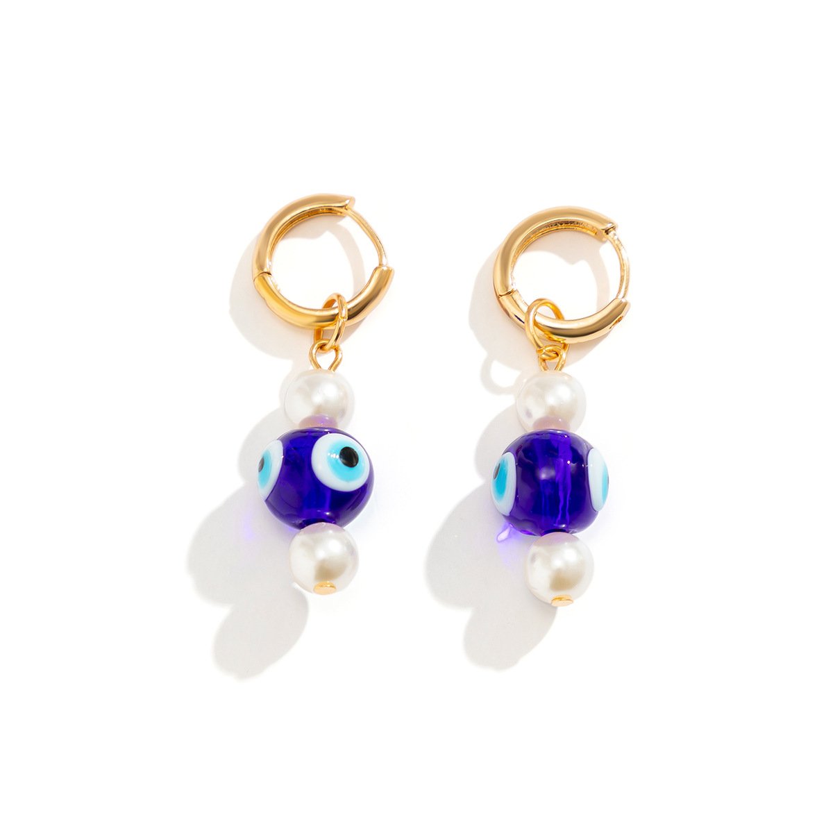 Jewelry simple retro eyes imitation pearl ethnic earrings female all-match short beaded earrings