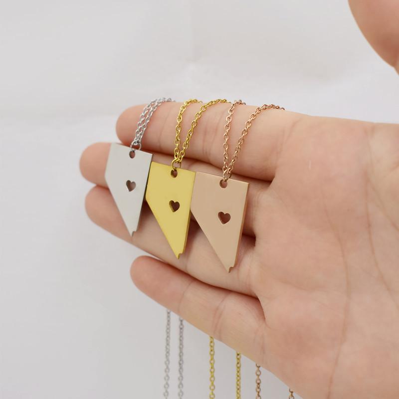 Simple USA State Map Necklace Stainless Steel Nevada State Map Pendant Necklace NevadaState