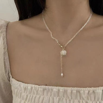 Moonlight Lily of the Valley Super Fairy French Flower Pearl Pendant Necklace Retro High Quality Temperament Vacation Clavicle Chain