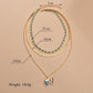 Fashion Retro Bezel Horn Turquoise Necklace Crystal Clavicle Chain Necklace Ladies Accessories