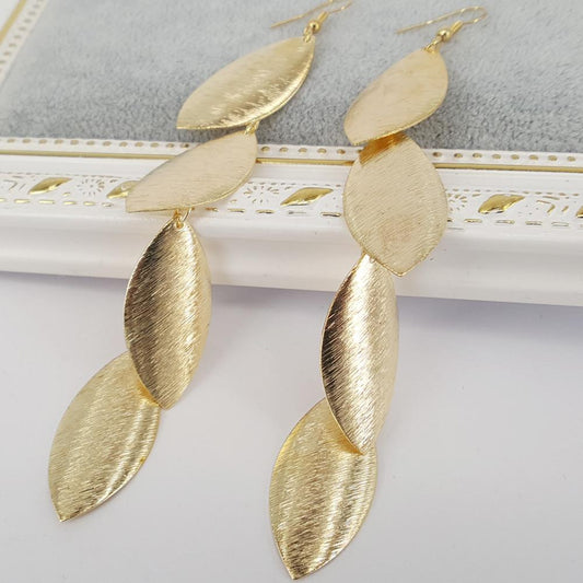 Long multi-layer water drop tassel brushed earrings Long earrings Exaggerated earrings