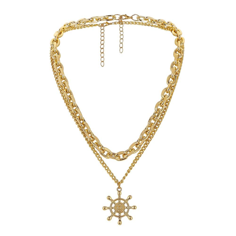 Fashion personality atmosphere double thick chain anchor men's necklace niche design clavicle chain men