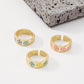 ZR15 Simple dripping oil opening ring temperament cute smiling face ring retro sweet fashion jewelry