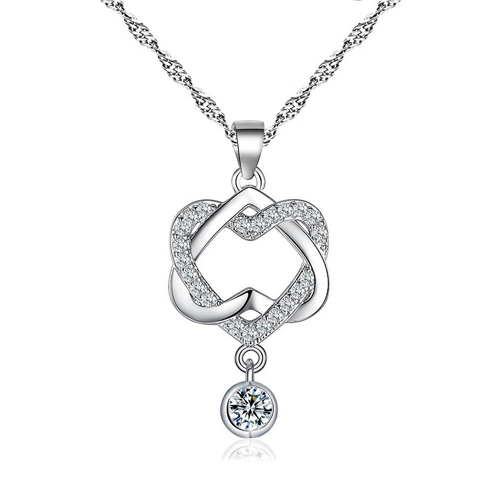 Jewelry heart-to-heart pendant clavicle chain love concentric knot necklace Valentine's Day gift
