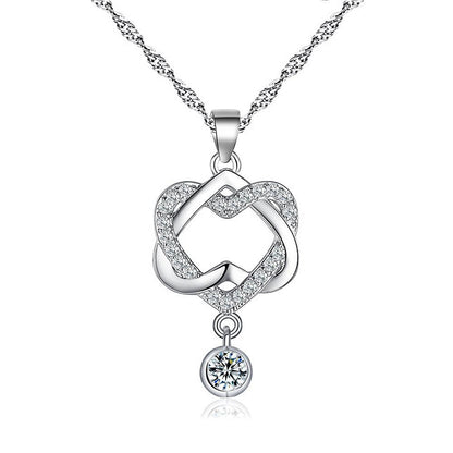Jewelry heart-to-heart pendant clavicle chain love concentric knot necklace Valentine's Day gift