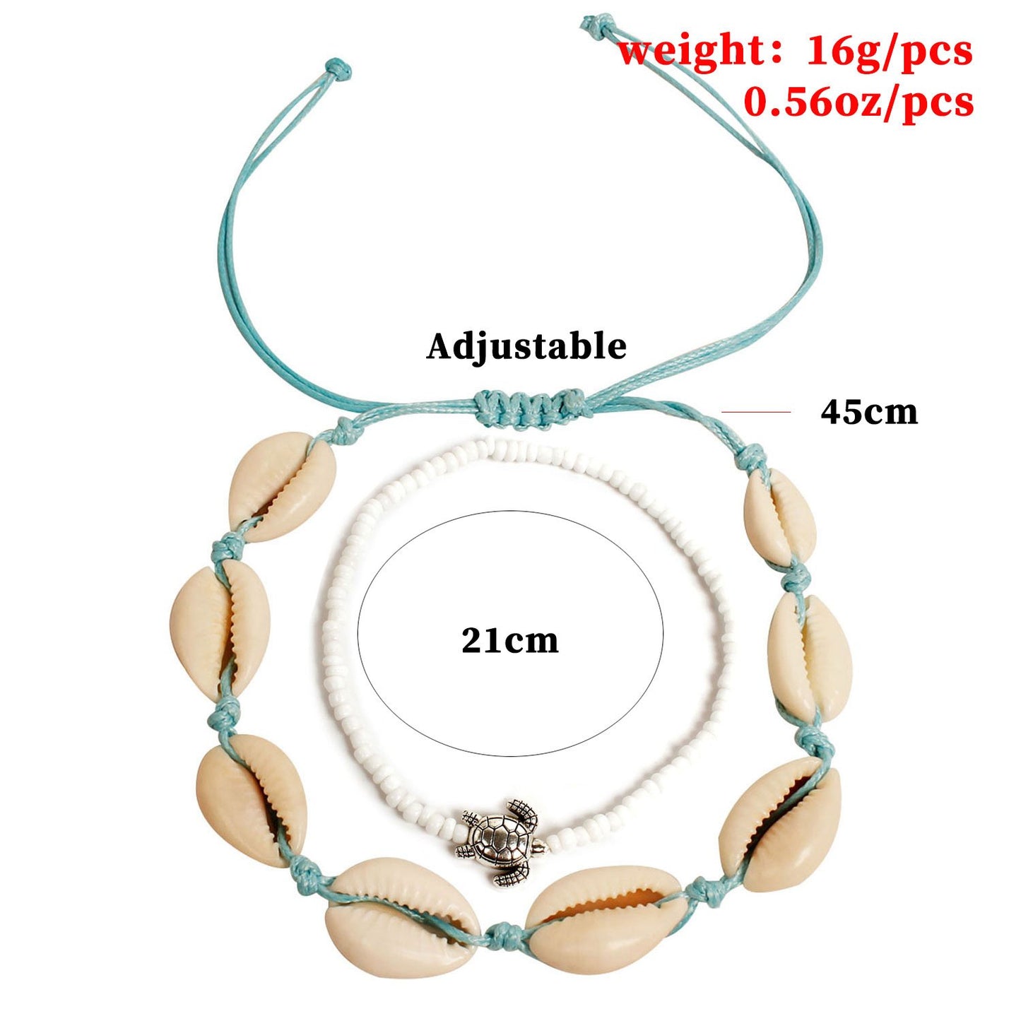 Jewelry Creative Retro Beach Anklet Female Fashion Sea Turtle Shell Bead Foot Decoration Set 2 Pieces