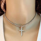 Popular ins minimalist all-match cross rhinestones full of diamonds bm girl cold necklace collarbone chain