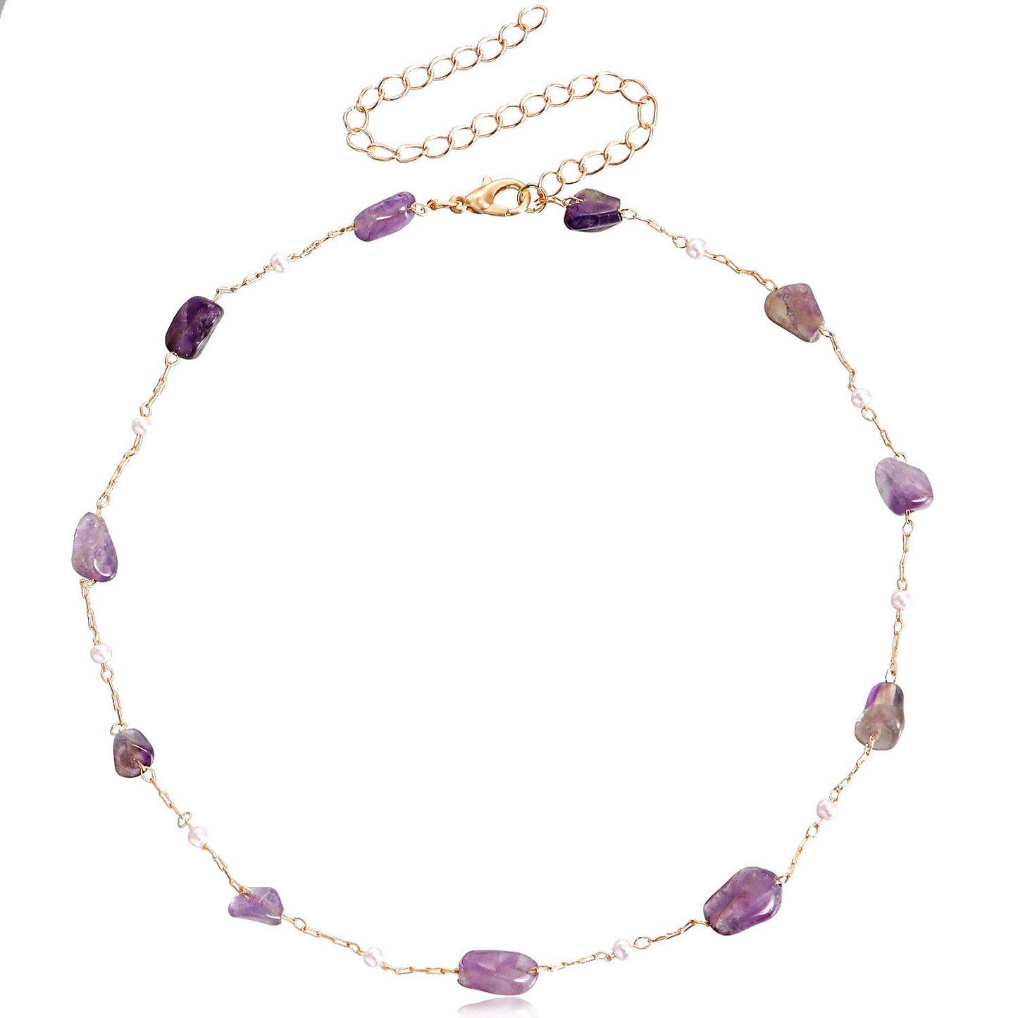 Jewelry ins beach color natural irregular gravel necklace necklace female clavicle chain