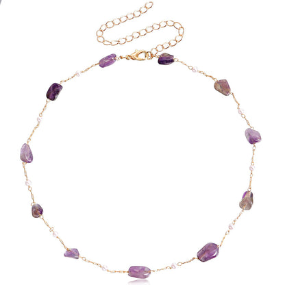Jewelry ins beach color natural irregular gravel necklace necklace female clavicle chain