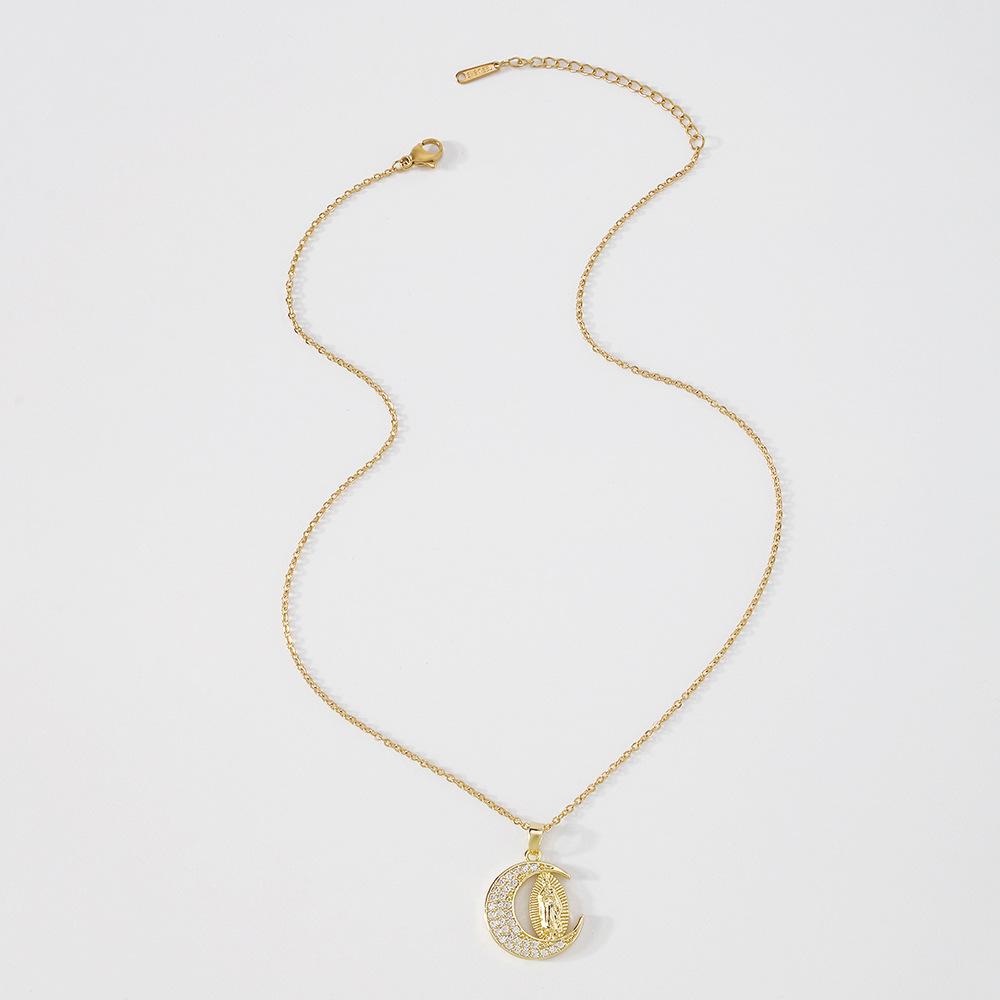 ZN14 Net Red Necklace Creative Zircon Simple Necklace Light Luxury Personality Religious Clavicle Chain Female