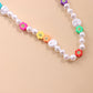 Jewelry Fashion Color Soft Pottery Flower Necklace Female Simple Geometric Short Shaped Pearl Necklace