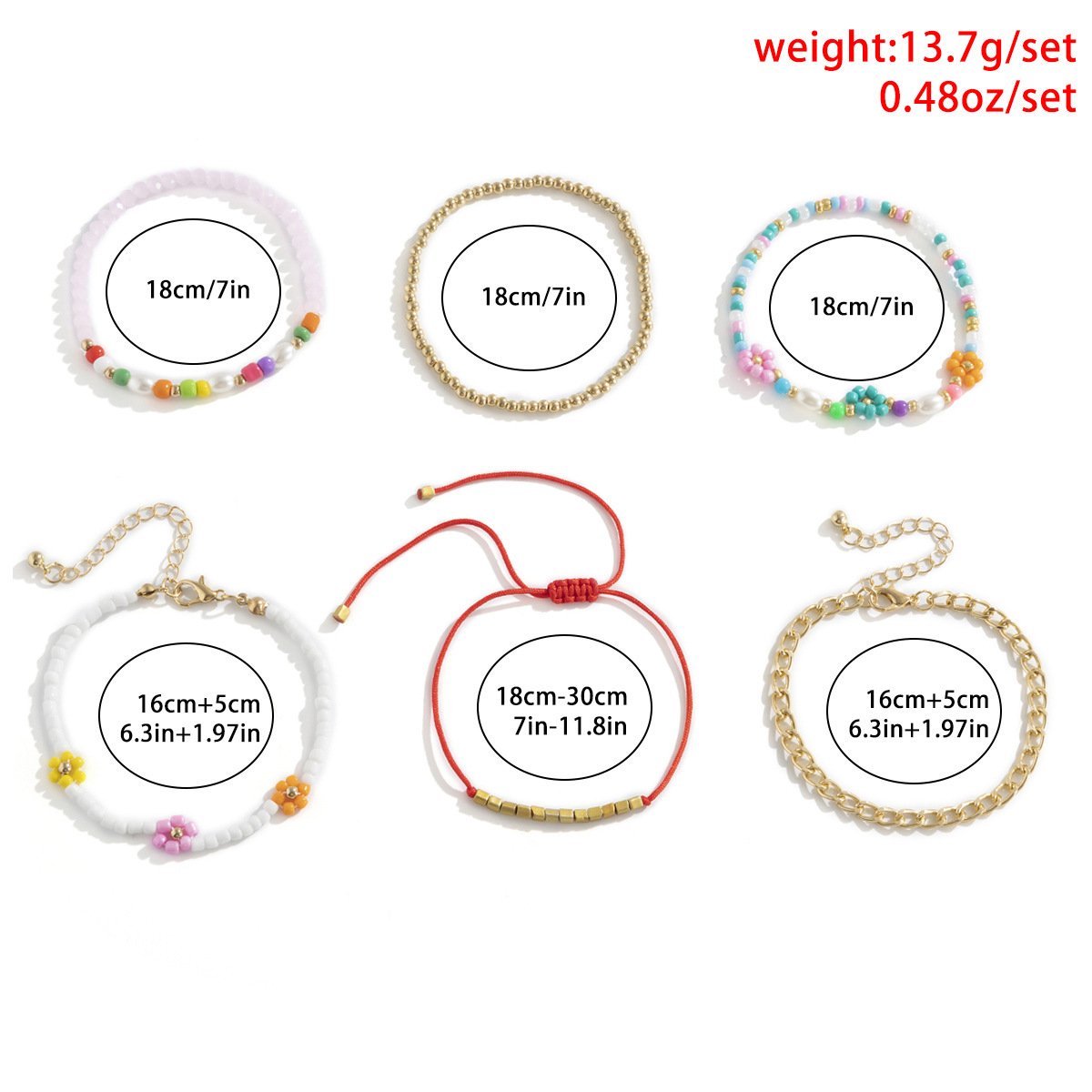 Fashion Street Shot Geometric Metal Chain Hand Decoration Sweet Cool Little Daisy Flower Rice Bead Bracelet Female