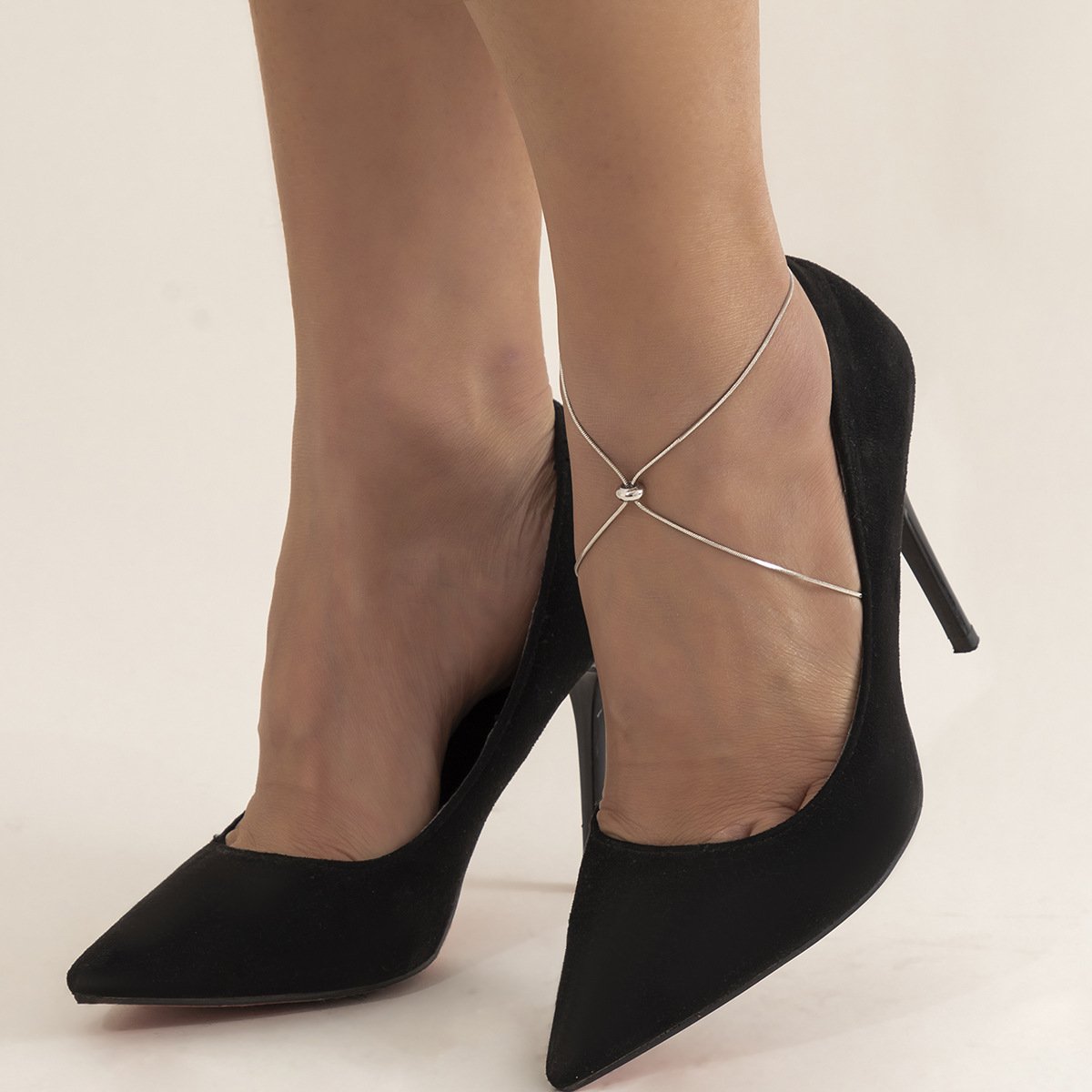 Jewelry Design Sense Metal Cross Chain Anklet Personality Adjustable Snake Bone Chain High Heels Decoration