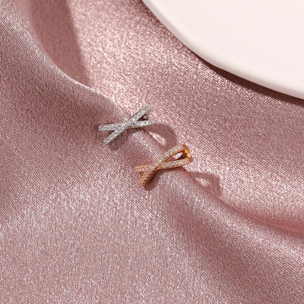 Personalized simple ear bone clip fashion geometric micro-inlaid zircon earrings earrings cold temperament x cross ear clip