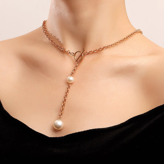 Jewelry Simple Long Section Tassel Imitation Pearl Pendant Necklace Necklace Female Ins Niche Design