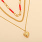 Retro three-layer stacked personalized crystal tube chain peach heart necklace creative openable love photo box pendant