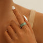 Fashion and simple temperament stainless steel wheat ears opening ring dripping oil green ring ladies jewelry