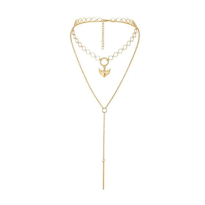 Jewelry Personality Mesh Chain Love Angel Wings Clavicle Necklace Fashion Multilayer Tassel Necklace