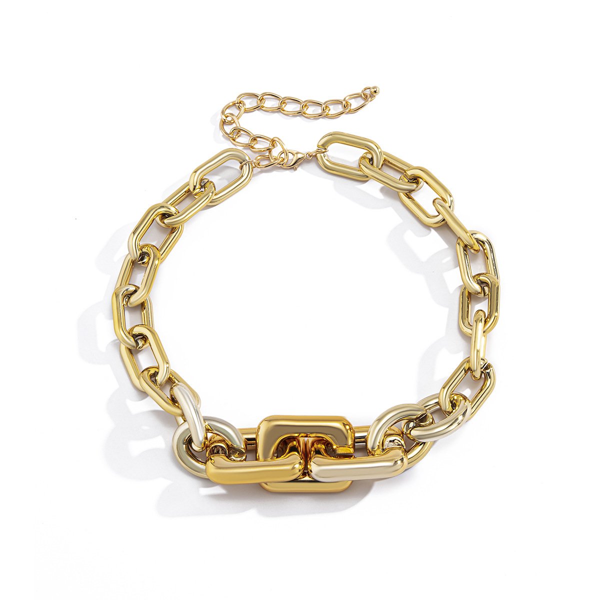 Jewelry Punk Hip Hop Thick Chain Clavicle Necklace Retro Simple Metal Buckle Single Layer Necklace Female