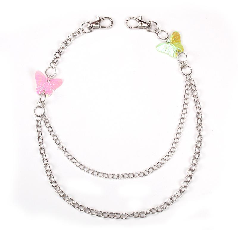 Jewelry Fashion Trend Acrylic Personality Colorful Butterfly Metal Ring Waist Decoration Chain