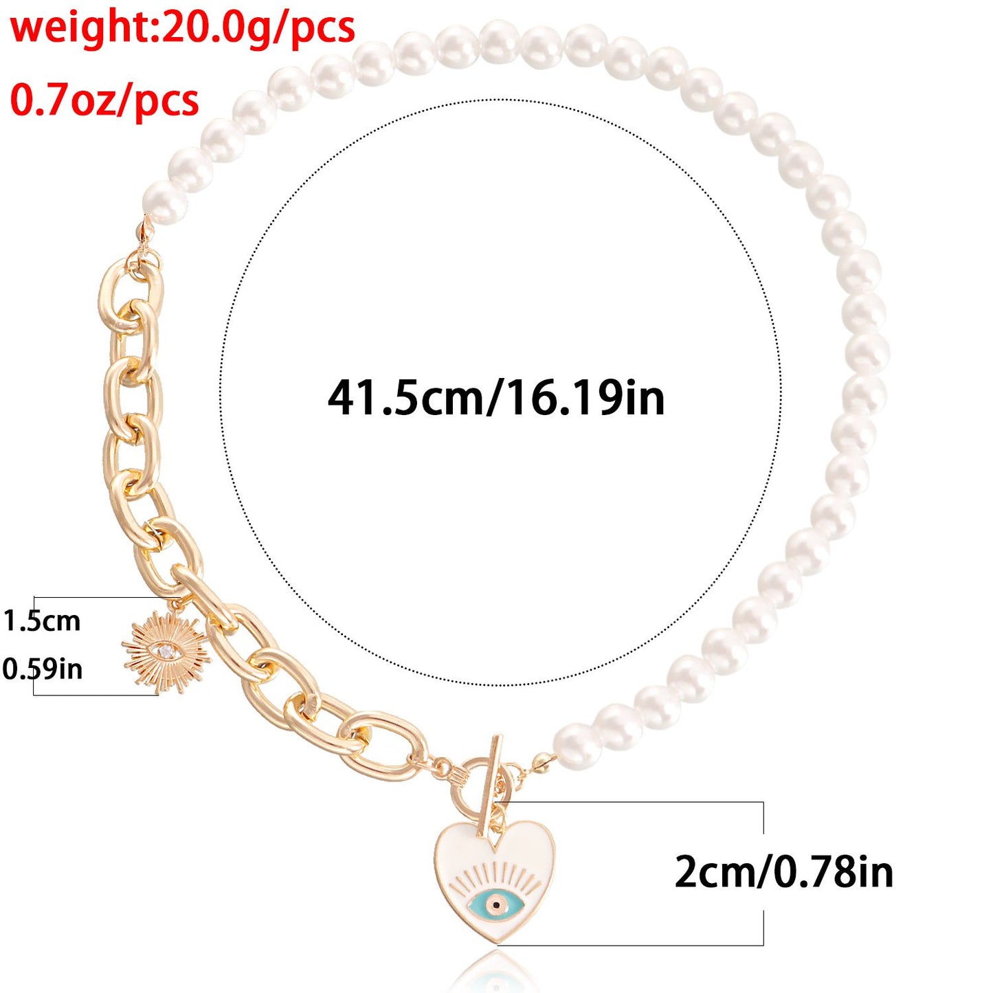 Jewelry imitation pearl love devil's eye necklace female ins niche design explosion