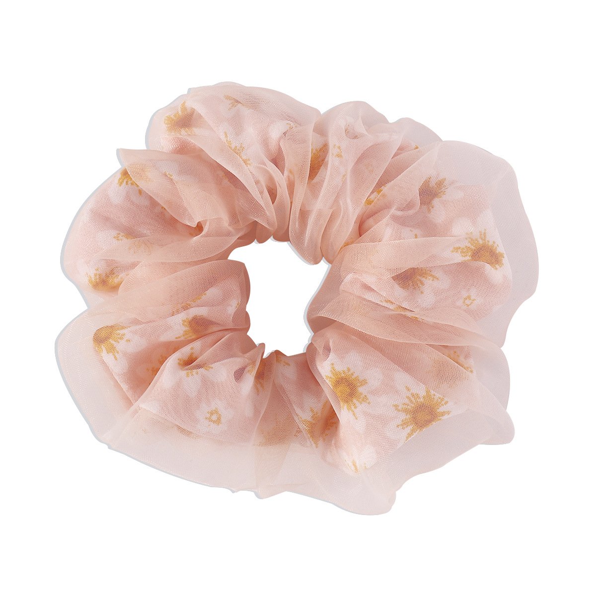 F479 double-layer fabric mesh hair ring small daisy printing sweet and cute commuting large intestine hair rope for age reduction