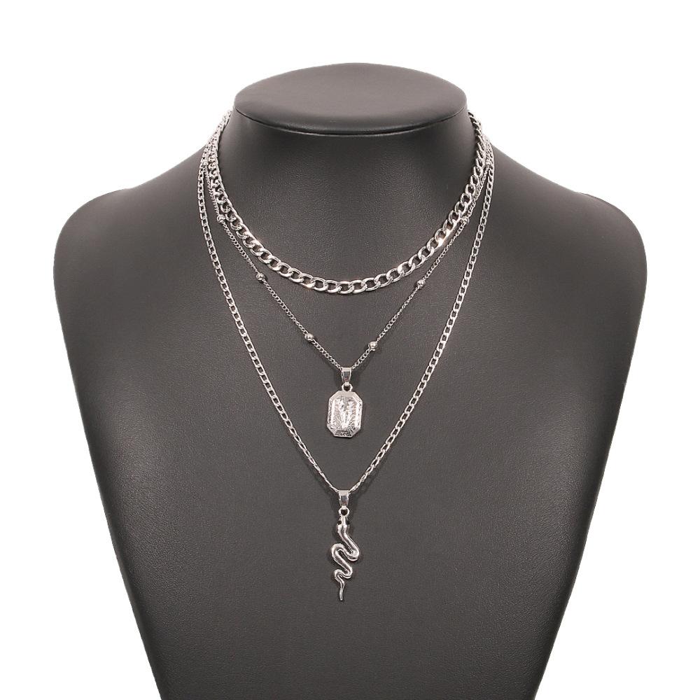 N8611 Jewelry Animal Snake Simple Necklace Personality Temperament Fashion Multilayer Pendant Necklace