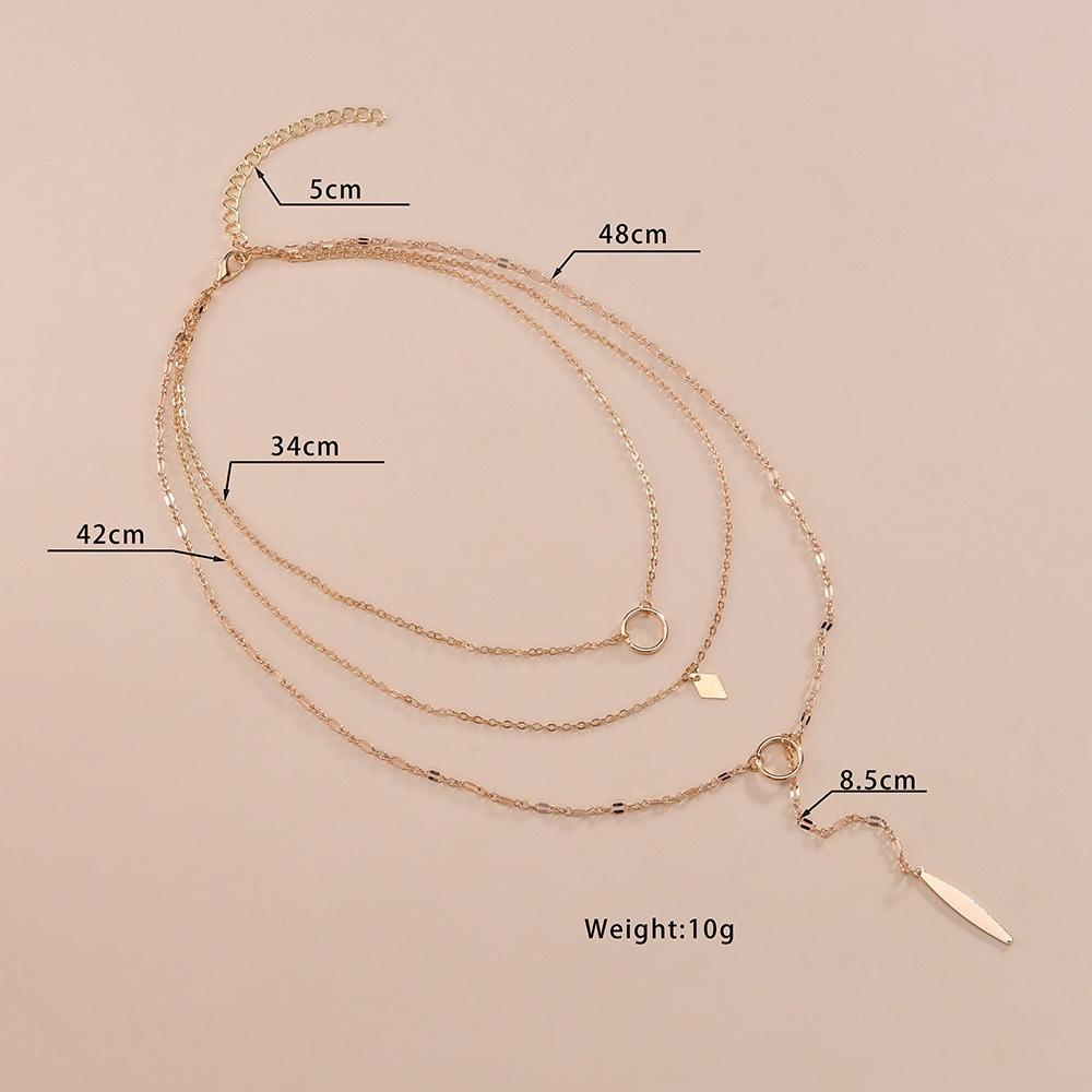 Round iron ring iron sheet pendant multi-layer necklace fashion temperament necklace collarbone chain ladies jewelry