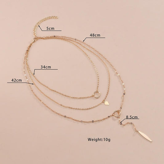 Round iron ring iron sheet pendant multi-layer necklace fashion temperament necklace collarbone chain ladies jewelry