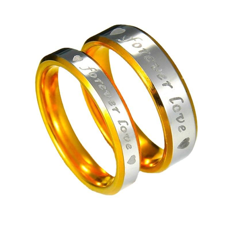 Couple love lettering stainless steel ForeverLove ring 4/6mm gold and silver couple jewelry