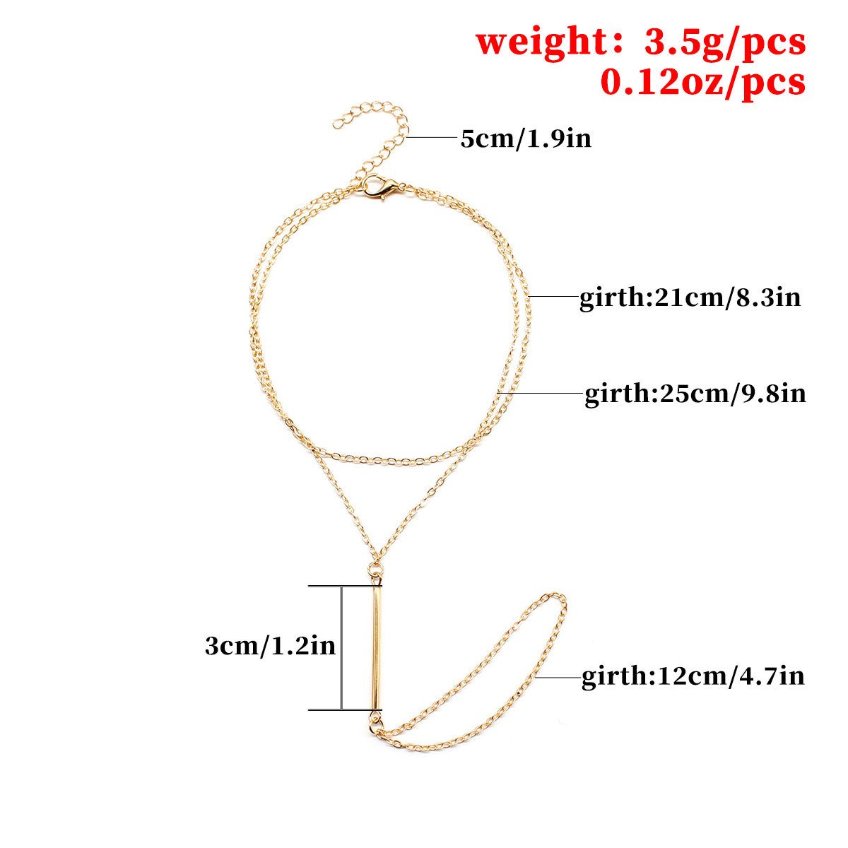 Summer Fashion Versatile Simple Metal Rod Triangle Chain Finger Anklet